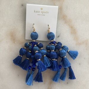 Brand new never worn sold out Kate Spade blue tassel statement earrings